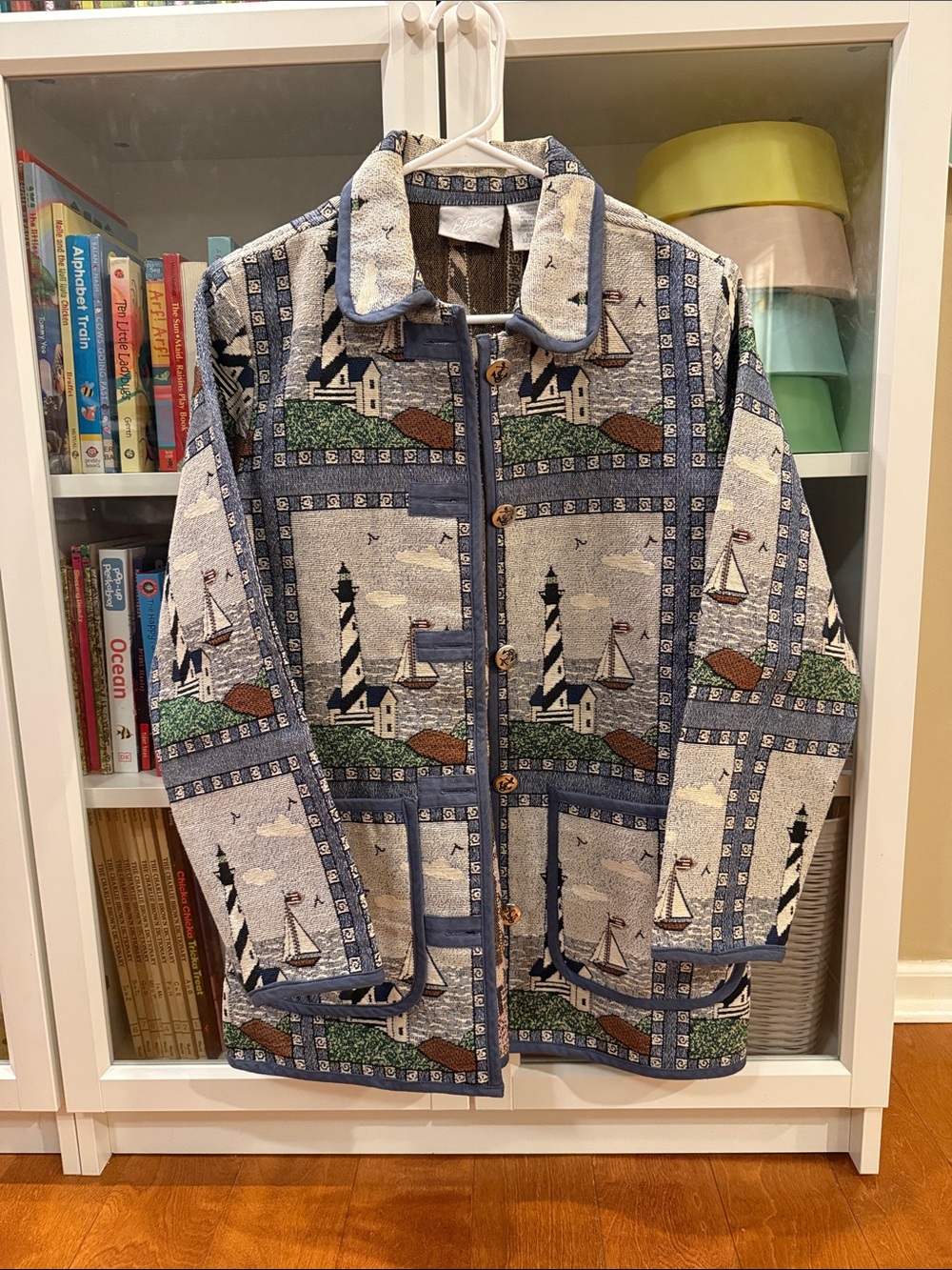 Blair Lighthouse Sailboat Tapestry Jacket Nautical Size Small